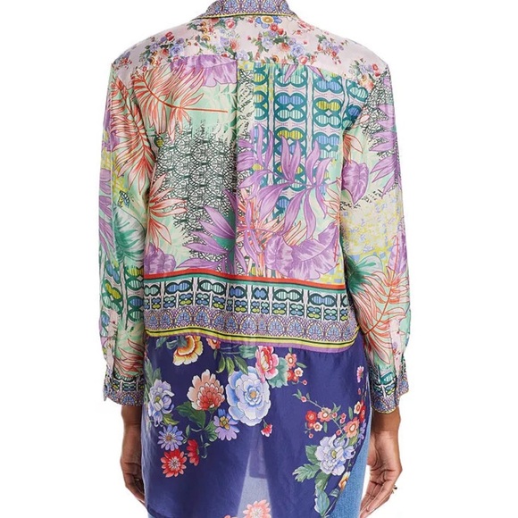 JOHNNY WAS Women’s XL Bordona Dubai Button Front Silk Tunic Top in Multi CP25 - Picture 2 of 8